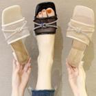 Lace Block Heel Slide Sandals