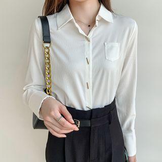 Metal-button Chiffon Shirt