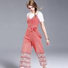Set: Patterned Chiffon Jumpsuit + T-shirt