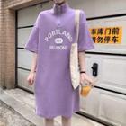 Loose-fit Short-sleeve Lettering Polo Dress