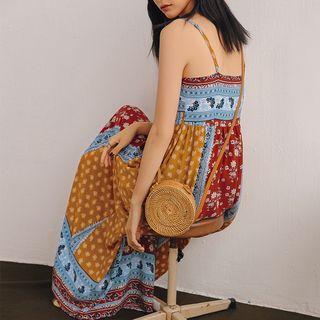 Spaghetti Strap Print Maxi Sundress