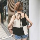 Color-block Loose-fit V-neck Camisole Top