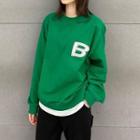 Lettering Sweatshirt With Lining - Lettering - Green - One Size