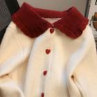 Collar Two-tone Cardigan Off-white - One Size