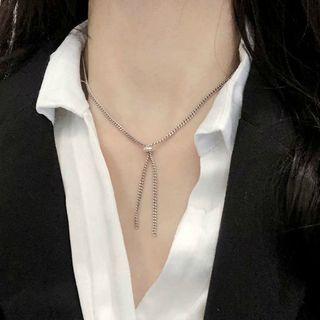 Fringed Chain Necklace Silver - One Size