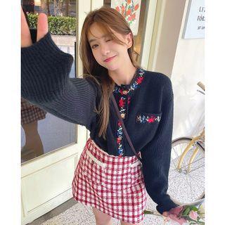 Jacquard Cardigan / Check Mini Skirt (various Designs)