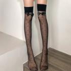 Bow Accent Dotted Stockings Black - One Size