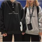 Couple Matching Letter Embroidered Collared Pullover