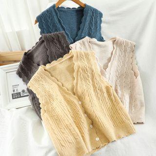 V-neck Cropped Button-up Vest