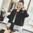 Striped Panel Snap-button Jacket