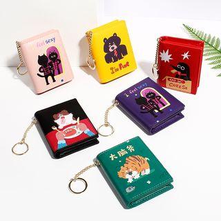 Faux Leather Cartoon Printed Card Wallet