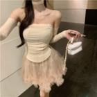 Detachable Sleeve Top / Mesh Mini A-line Skirt