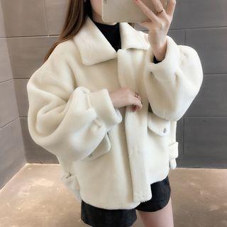 Collared Snap-button Cropped Coat