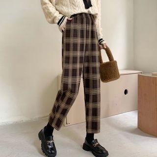 Wool Plaid Casual Pants