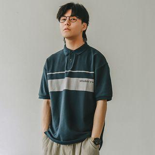 Short-sleeve Two-tone Loose-fit Polo-shirt