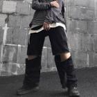 Paneled Wide-leg Cargo Jeans