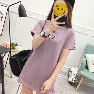 Short-sleeve Heart Print Tunic T-shirt