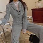 Dual-pocket Houndstooth Wide-leg Jumpsuit