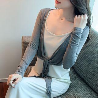 Cropped Long-sleeve Shawl Jacket