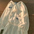 Set: Zip Hoodie + Crop Tank Top + A-line Skirt Set Of 2 - White Hoodie & Top & Skirt - Almond - One Size