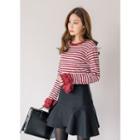 Frill Tiered-cuff Striped Top