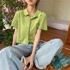 Short-sleeve Contrast Stitching Polo Shirt