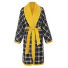 Reversible Plaid Tie-waist Loose-fit Robe Yellow - One Size