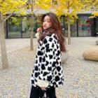 Reversible Cow Print Fleece Zip Jacket