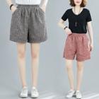 Striped Band-waist Wide-leg Shorts