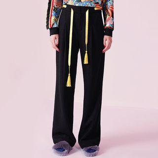 Tassel Accent Straight Fit Pants