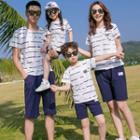 Family Matching Set: Striped Short Sleeve T-shirt + Shorts
