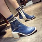 Block-heel Transparent Ankle Rain Boots
