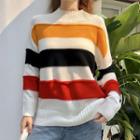 Mock Neck Color Block Sweater As Shown In Figure - One Size