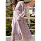 V-neck Smocked-waist Floral Dress