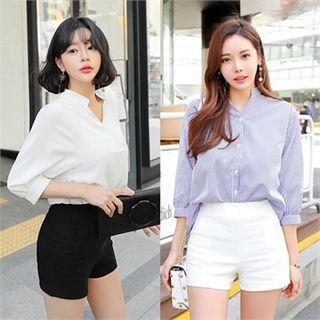 Mandarin-collar Blouse (2 Designs)