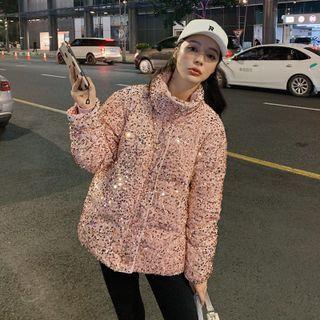 Sequined Padded Zip Coat