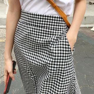 A-line Gingham Midi Skirt