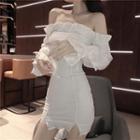 Ruffle Trim Off-shoulder Mini Bodycon Dress