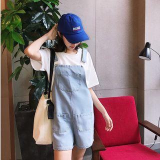 Set: Short-sleeve T-shirt + Denim Jumper Shorts