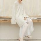 Dotted Midi Lace Tank Dress White - One Size