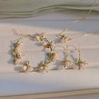 Flower Faux Pearl Dangle Earring / Bracelet / Necklace / Set