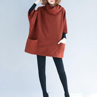 3/4-sleeve Cowl Neck Sweater