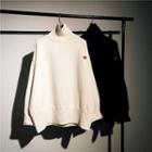 Heart Embroidered Round-neck Sweater
