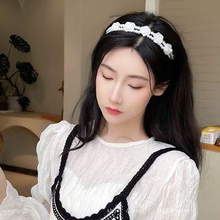 Rose Faux Pearl Headband White - One Size