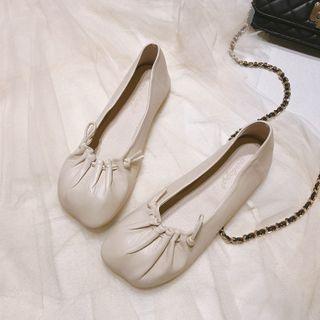 Faux Leather Shirred Flats