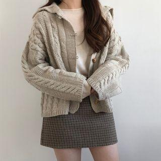 Collared Cable-knit Toggle Cardigan