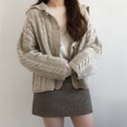 Collared Cable-knit Toggle Cardigan