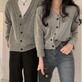 Couple-matching Cable-knit Cardigan