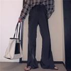 Slit-side Shimmer High-waist Wide-leg Pants