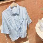 Short-sleeve Twist-front Shirt